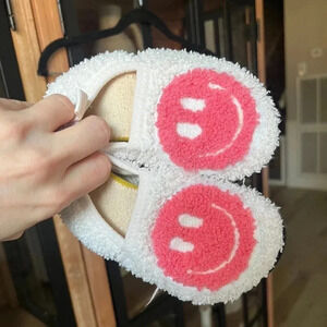 Smiley Face slippers toddler girl Stoney clover fuzzy Sherpa hard sole Amazon